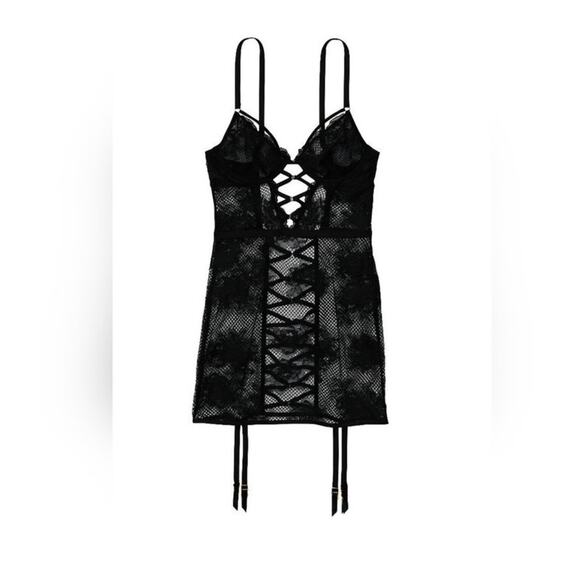 Victoria Secret Sheer  Floral Lace Babydoll Lingerie Dress Y2K Vibes Sexy Small - Picture 1 of 9